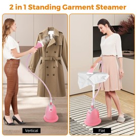 BEAMNOVA Steamer for Clothes Standing Garment Steamer Clothing Steam Iron with Ironing Board Wrinkle Remover 1.4L Water Container for 1 Hour Continuous Steaming, Fast Heats in 45s