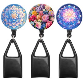 LONNAONE Retractable Lighter Holder with Belt Clip Decorative Badge Clip for lighters Retract Extension 24inch (Mandala Flower Holder)