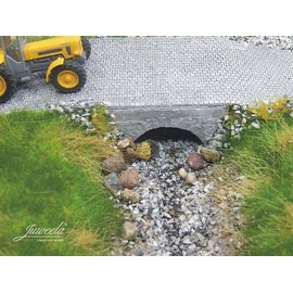 modellbahn-exklusiv Juweela 28289 Water Passage Stream Bridge River Bridge Medium Brick Grey Pack of 3 Gauge H0 1:87