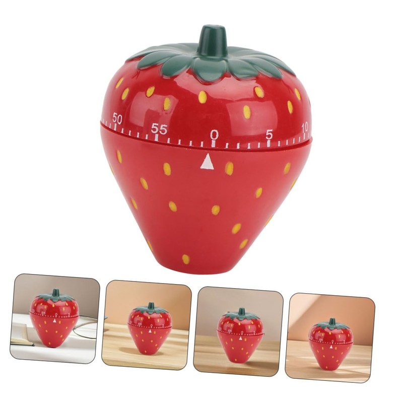 STOBAZA Strawberry-Shaped Mechanical Timer for Kitchen Use Portable Countdown Timer