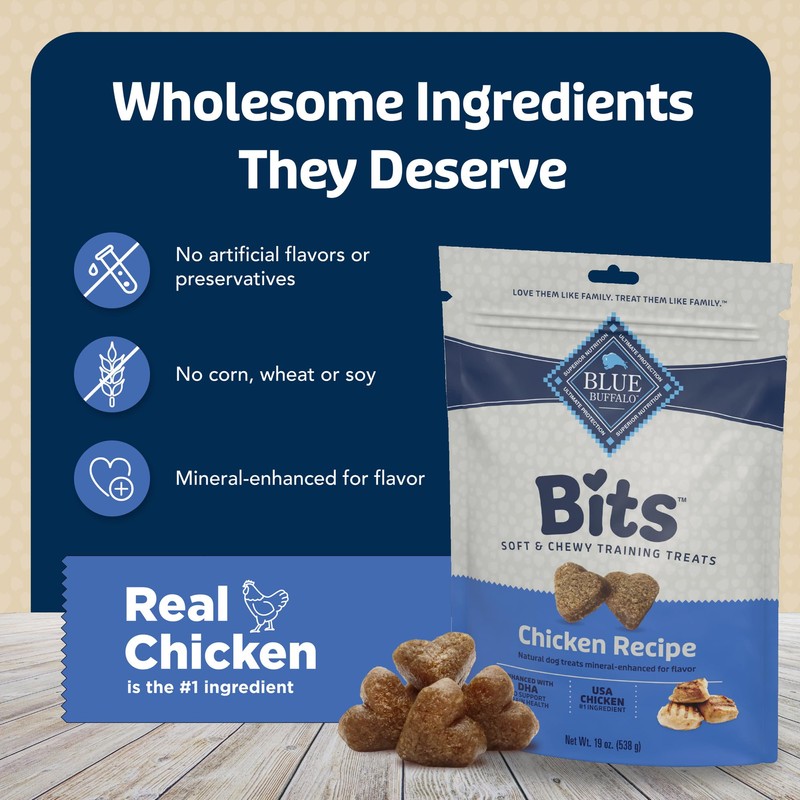Blue Buffalo Bits Soft Dog Treats for Training, Made with