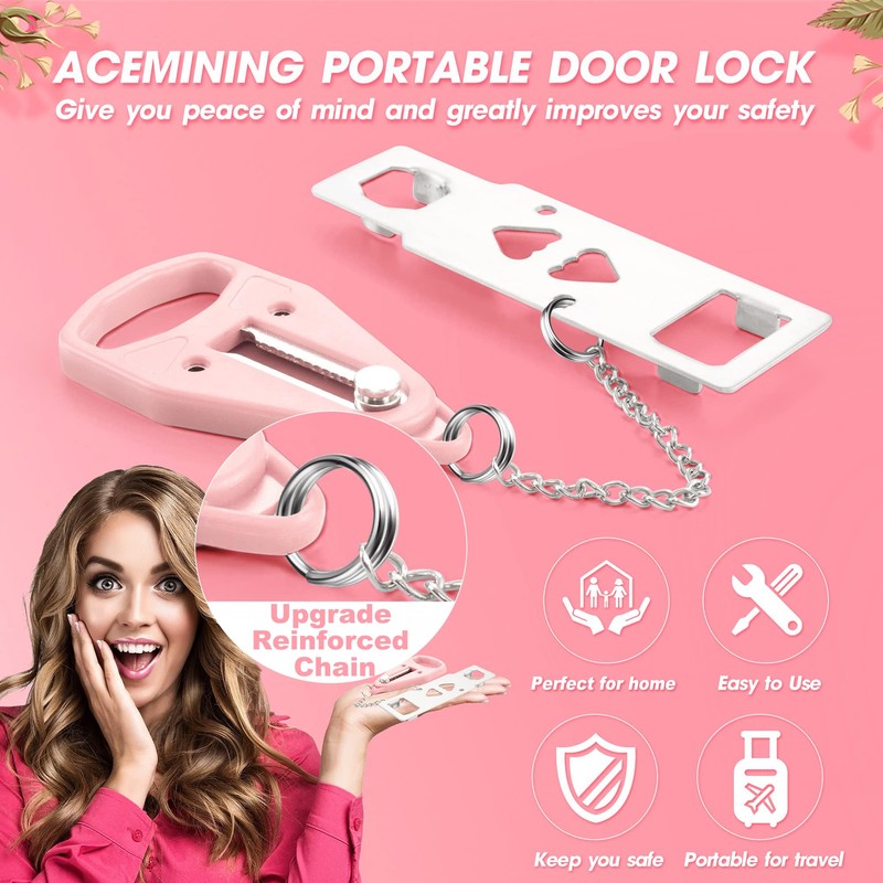 AceMining Portable Door Lock Home Security Door Locker Travel Lockdown