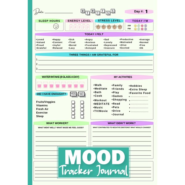 Mood Tracker Journal: 3-Month Wellness Diary with Guided Prompts to