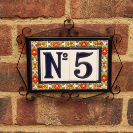 Spanish Floral Letter Frame Ceramic Tile Letter B