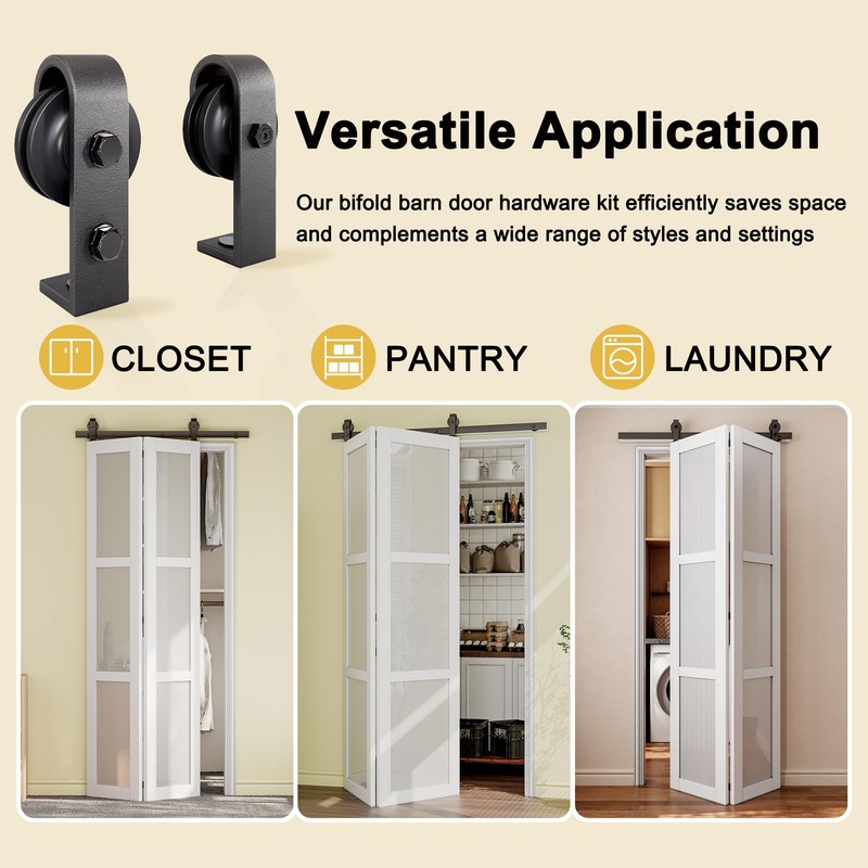 40" Bifold Barn Door Hardware Kit for Double 18" Doors,