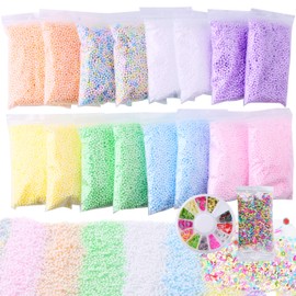Slime Foam Beads Floam Balls – 18 Pack Pastel Microfoam Beads Kit 0.1-0.14 inch (90,000 Pcs) Micro Colors Rainbow Fruit Beads Craft Add ins Homemade DIY Kids Ingredients Flote Microbeads Supplies