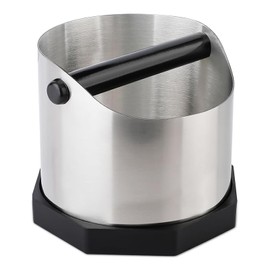 Kottwca Knock Container for Portafilter, 1.6 L Large Stainless Steel Coffee Knock Box, Non-Slip Coffee Grounds Tee Container, Tee Container for Portafilter, Knock Container with Removable Knock Bar