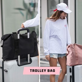 NICOLE & DORIS Unisex Travel Handbag Waterproof Duffel Bag Women Weekend Bag Overnight Tote Bag Ladies Carry on Bag Casual Sport Bag Gym Bag Black