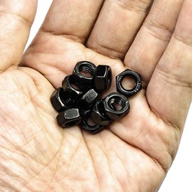 MINHER Hex Nuts, M6-1.0 Black oxidized 304 stainless steel Hex Nut, Hex Drive DIN 934 (100 pcs)