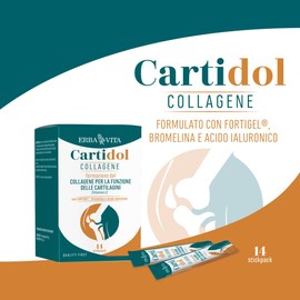 ERBA VITA Cartidol Collagene integratore alimentare in formato stick pack 14 bustine, a base di Fortigel®, Bromelina e Acido ialuronico