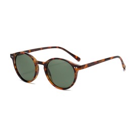 EYLRIM Classic Polarized Round Sunglasses for Women Men Vintage Style Lightweight Circle Frame Sun Glasses(Tortoise/Green)