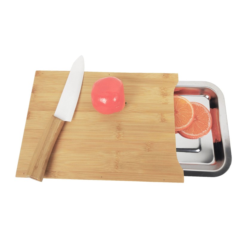Cortesi Home Isabella Natural Bamboo Cutting Board With Removable Stainless