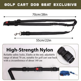 2 Pack Dog Seat Belt Tether for Golf Cart, Pet Dog Seat Belt Harness for Car, Adjustable Golf Dog Collar Leash for Golf Cart Pet Safety Protection to Prevent Accidental Injury