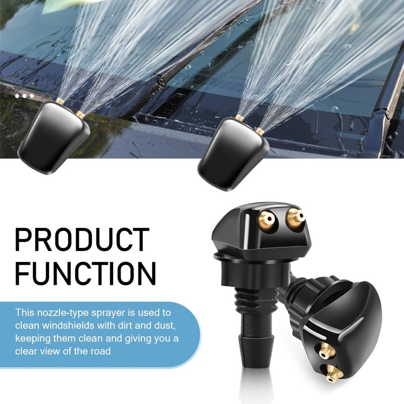 MLY 2 PCS Front Windshield Washer Nozzle, Double-headed Windshield Sprayer