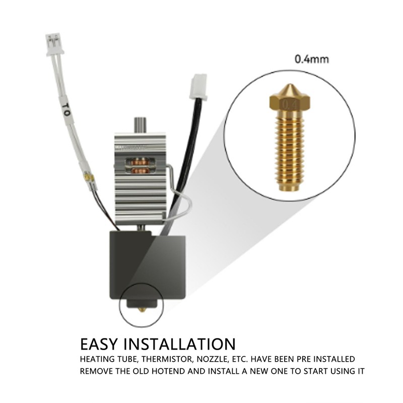 3D Printer Hotend for Kobra 3, 0.4mm Brass Nozzle Hotend