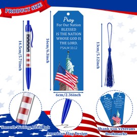 Yexiya 100 Pcs Memorial Day American Flag Ballpoint Pens Bulk Military Veterans Black Gel Ink Ballpoint Pen Bookmarks Patriotic 4th of July Veterans Military Party Souvenirs Gift (Statue of Liberty)