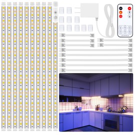 LAFULIT 10 PCS Under Cabinet Lights Kit, Stick on Lights, Flexible Led Strip Lights with Remote and Power Adapter, for Kitchen Cabinet Shelf Desk Counter Corner, 4000K Neutral White, 16.4ft