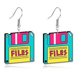 Retro Fashion Tape Earrings for 80’s Party Women Punk Retro Cassette Crush Colorful Drop Dangle Earrings Party Night Club Pretty (Color Tape Earring)