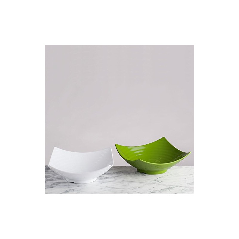 Q Squared Zen BPA-Free Melamine Serving Bowl, 12-1/2 Inches, White