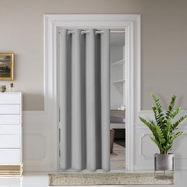 AOSKY Door Curtains for Doorway Privacy, Light Grey Grommet Closet Curtains for Bedroom, Door Window Curtain, Light Blocking Thermal Insulation Drapes for Living Room Set of 1 Panels, 25" W x 80" L