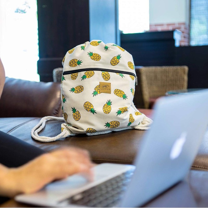 LEMUR Bags - Durable Canvas Drawstring Backpack with Secure Zippered