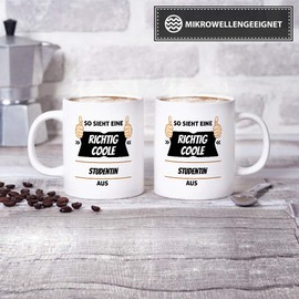 Tassendruck Berufe-Tasse so Sieht Eine Richtig Coole Studentin aus Weiss/Job/mit Spruch/Kollegen/Arbeit/Geschenk-Idee/Büro