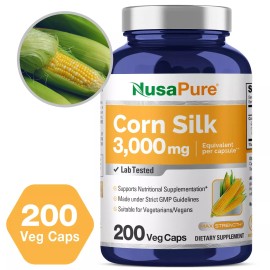 NusaPure Corn Silk Extract 3,000 mg per caps - 200 Veggie Caps Gluten Free