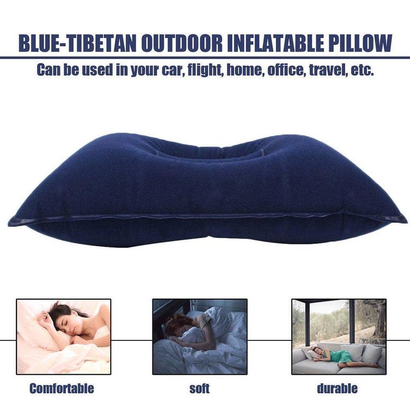 Boolavard Blue Tibetan Outdoor Inflatable Pillow Double Sided Soft Sleep