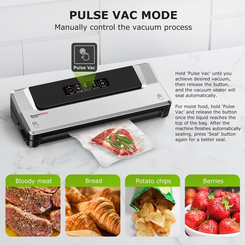 Bonsenkitchen Vacuum Sealer Machine with Mason Jar Sealer Kit |