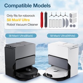 S8 MaxV Ultra - Kit de accesorios de repuesto para aspiradora Roborock S8 Maxv Ultra robot, 1 juego de cepillo para polvo de rodillo principal, 4 filtros HEPA, 4 cepillos laterales, 2 bolsas de polvo,