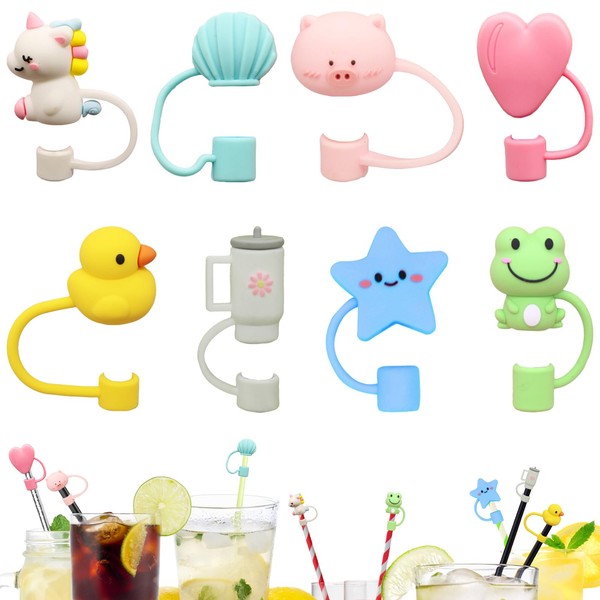 Entzückende Silikon Strohhalm Abdeckung, 8 Stück Wiederverwendbare TrinkhalmStraw Stopper Staubdicht