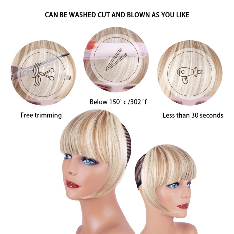 XRACEPHOL Blonde Bangs Clip in Bangs Blonde Clip in Thick