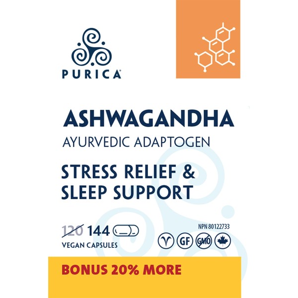 PURICA Ashwagandha with Sensoril 20% More 144 Vegan Caps 72-Day