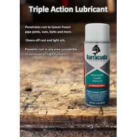 Barracuda™ Triple Action Lubricant - Rust Remover and Rustproofer, Metal Corrosion Reducer & Cleaner, Frees Seized Fasteners & Bolts, Door Hinge & Lock Lubricant Spray (11 oz, Pack of 1)
