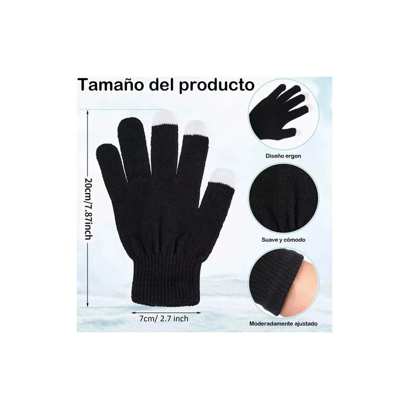 6 Pares Guantes De Lana Tejido Touch Tablet Celular Invierno