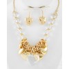 HW Collection Clear Icy and Goldtone Hearts Beads Pendant Necklace