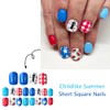Independence Day Press on Nails Short Square Fake Nails Red