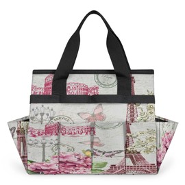 Painted Towers Butterfly Flower Garden Tool Bag Waterproof Garden Tool Storage Bag Heavy Duty Oxford Gardening Tool Bag with Handle & 10 Pockets for Men Women Outdoor Garden Lawn Yard