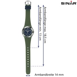 SINAR Boys Watch Youth Sports Watch Fitness Analogue Quartz 10 Bar Waterproof Olive Green Blue XB-48-3, Olive Green, Strap.