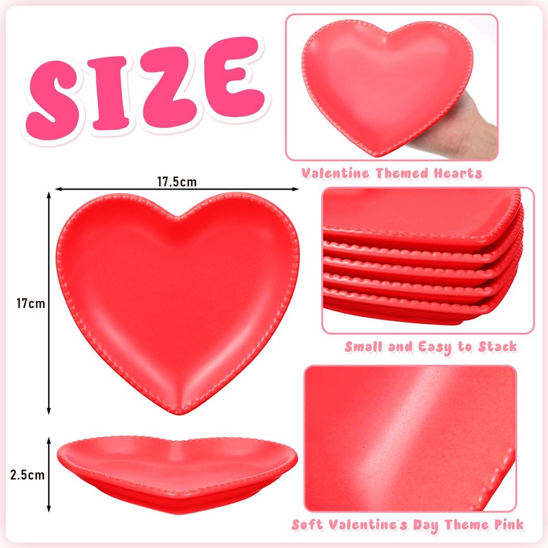4 Set Heart Shaped Plates Ceramic Salad Cute Plate Set