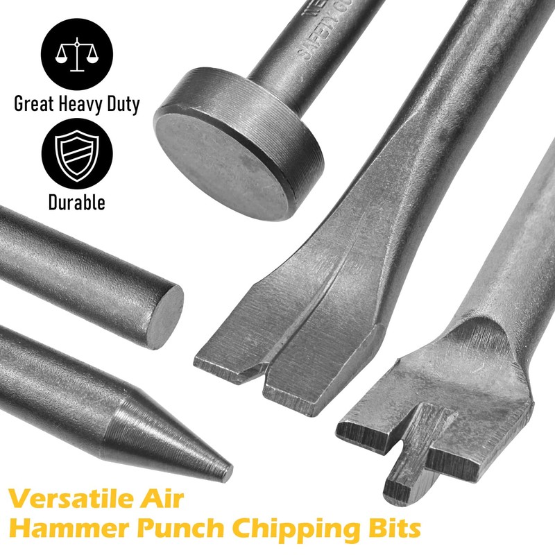 Socpuro 10Pcs Air Hammer Bits Set, Pneumatic Chisel Tools with