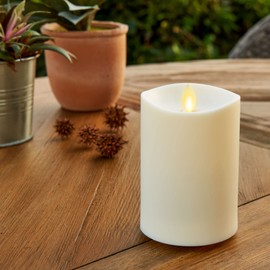Luminara Realistic Artificial Moving Flame Outdoor Pillar Candle - Moving Flame LED Battery Operated Lights for Outside Christmas, Thanksgiving - Remote Ready - Remote Sold Separately - 3.25" x 5"