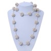 Avalaya Long Glass Bead Ball Necklace in White/Beige Colours/ 110cm