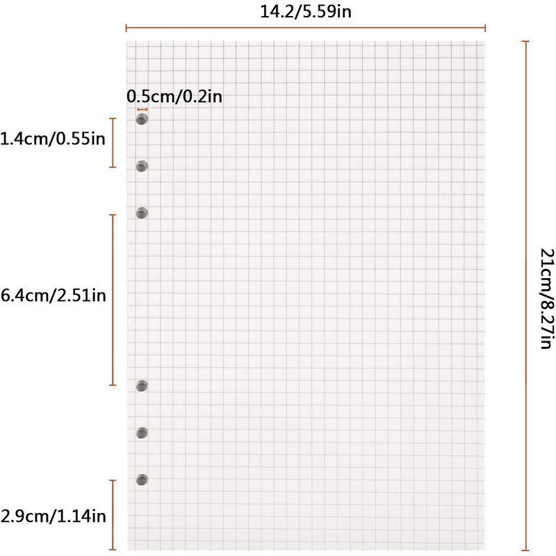 YSTrillion Checked Paper 3 Pack Refill Paper A5, 135 Sheets