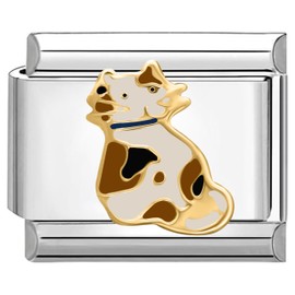 Quiges - 9 mm Italian Style Charm Module Stainless Steel Cat for Italian Bracelets, Copper