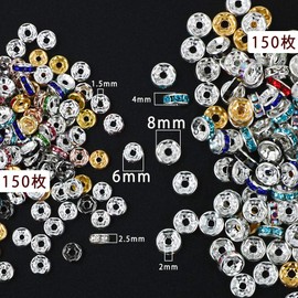 JNCH Approx. 300pcs Spacer Beads Metal Rhinestone Metal Beads Bead Caps Rhinestone Beads for Bracelets for Crafts 6 mm 8 mm Hole Craft Beads Set for Threading Jewellery Accessories Spacer Colourful
