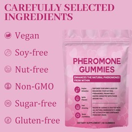 60 Feminine Balance Gummies, Premium Pheromone Gummies for Women, Enhance Your Social Appeal and Self-Confidence, Vegan and Gluten-Free, GMO-Free, Strawberry Flavour - 30 Servings