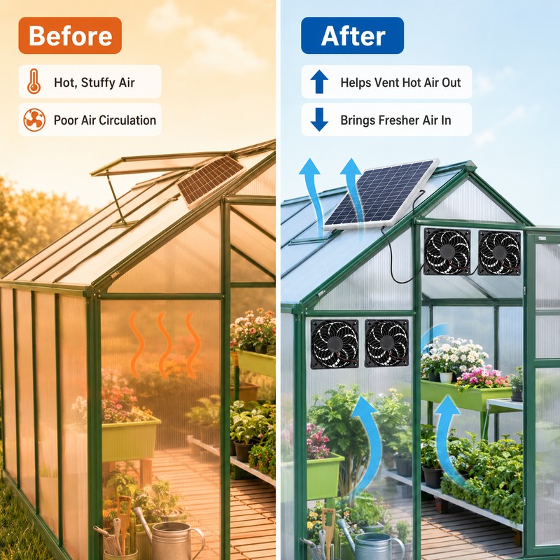 Solar Dual Exhaust Fan for Outdoor Ventilation – 30W Waterproof