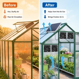 Solar Dual Exhaust Fan for Outdoor Ventilation – 30W Waterproof Air Extractor for RVs, Greenhouses and Sheds