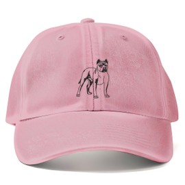 Purple Print House Embroidered Staffy Hat Silhouette Dog Walking Retro Cap Women Gift Unisex Pet Lover Birthday, One Size, Sand